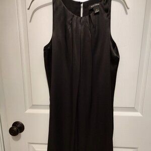 WHBM LITTLE BLACK COLUMN DRESS 100% SILK SLEEVELESS BLACK W/WHITE BORDER SZ 6